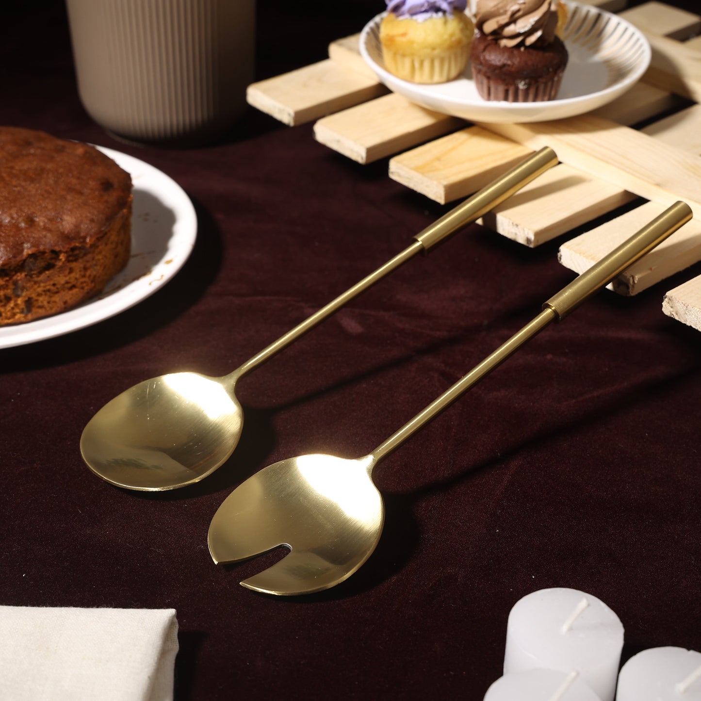 Handmade Brass Serving Utensils - Premium Antique Brass Serving Spoon for Luxury Dining & Kitchen Décor