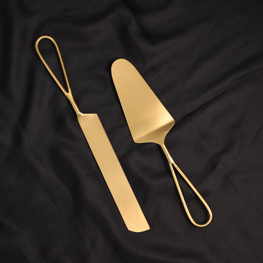 Gold Cake Knife and Server Set