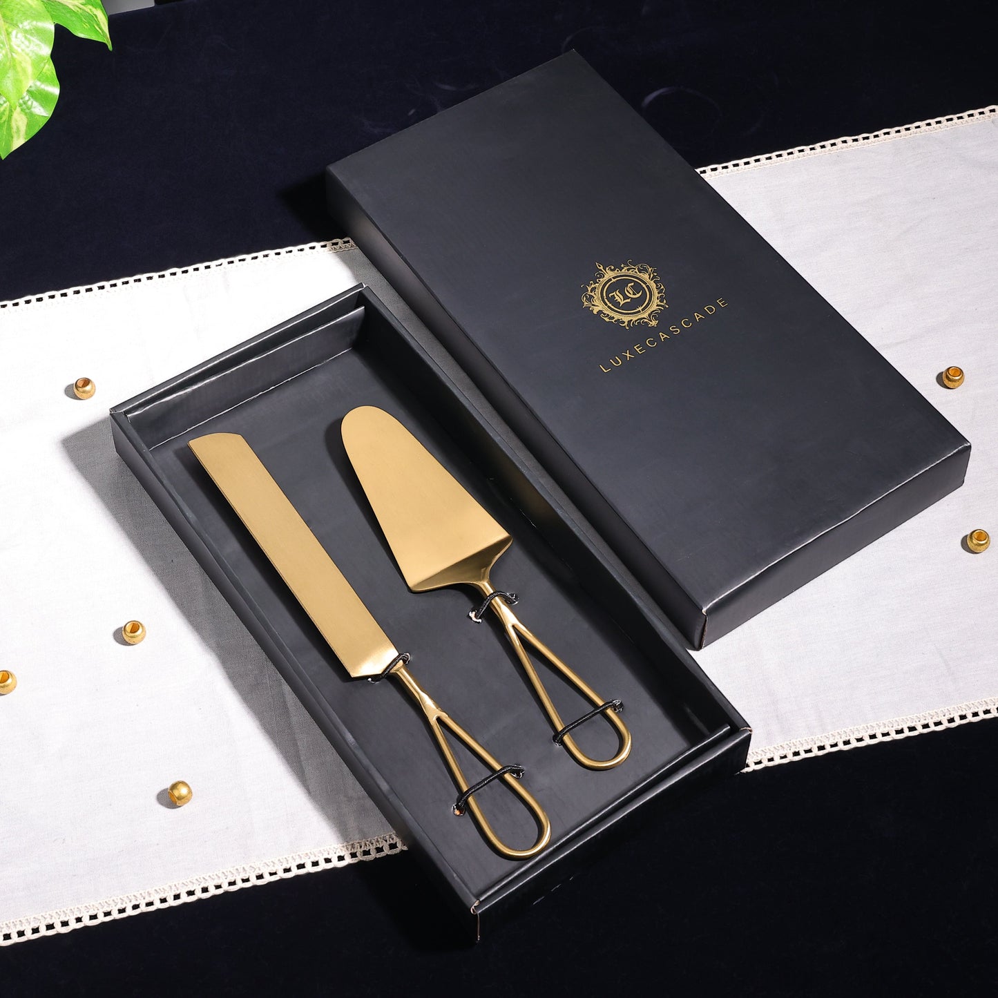 Handmade Vintage Brass Wedding Cake Serving Set