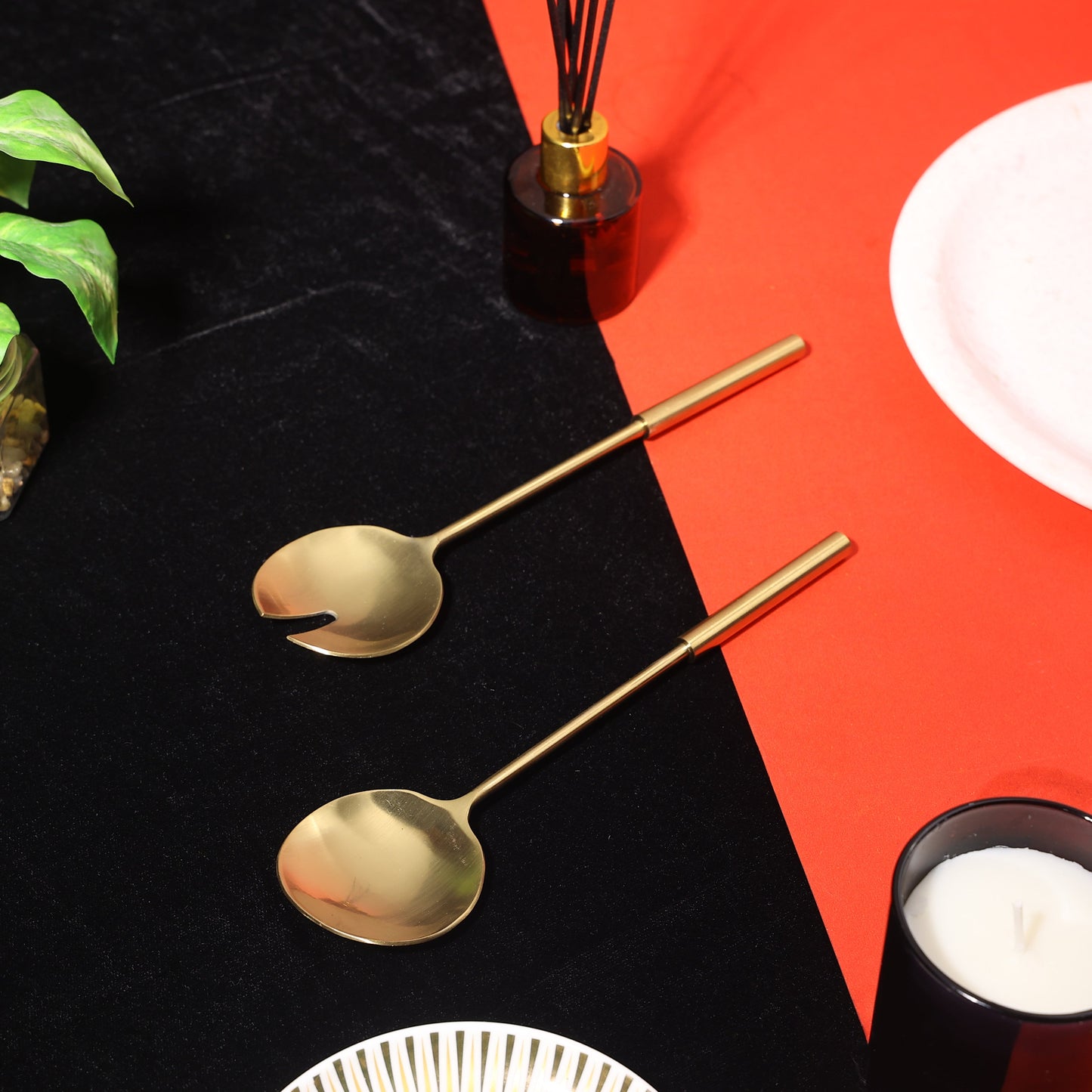 handcrafted brass serving spoon