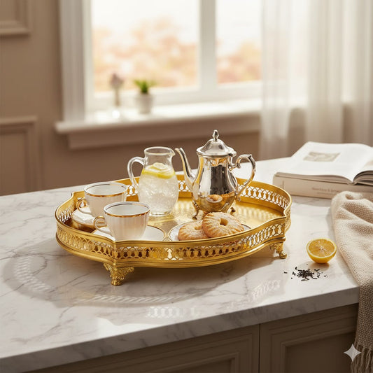 Elevate Your Home With the Luxury Vintage Brass Oval Serving Tray – A Stylish USA Home Decor Essential
