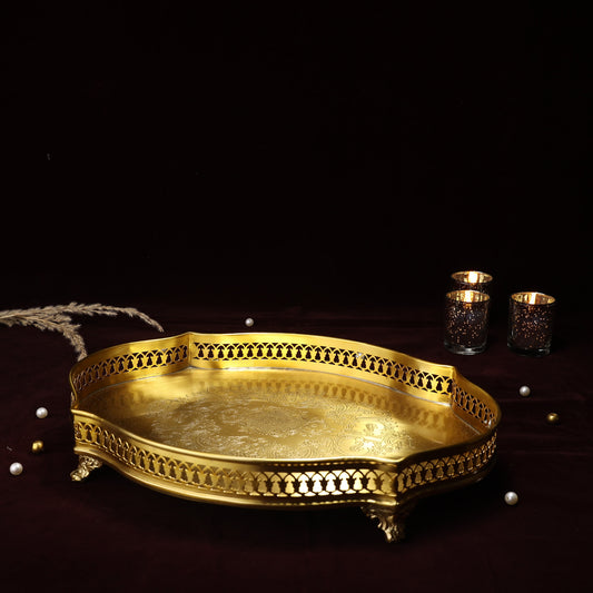 Luxury Vintage Brass Oval Serving Tray – Luxury Decorative Serving Centerpiece