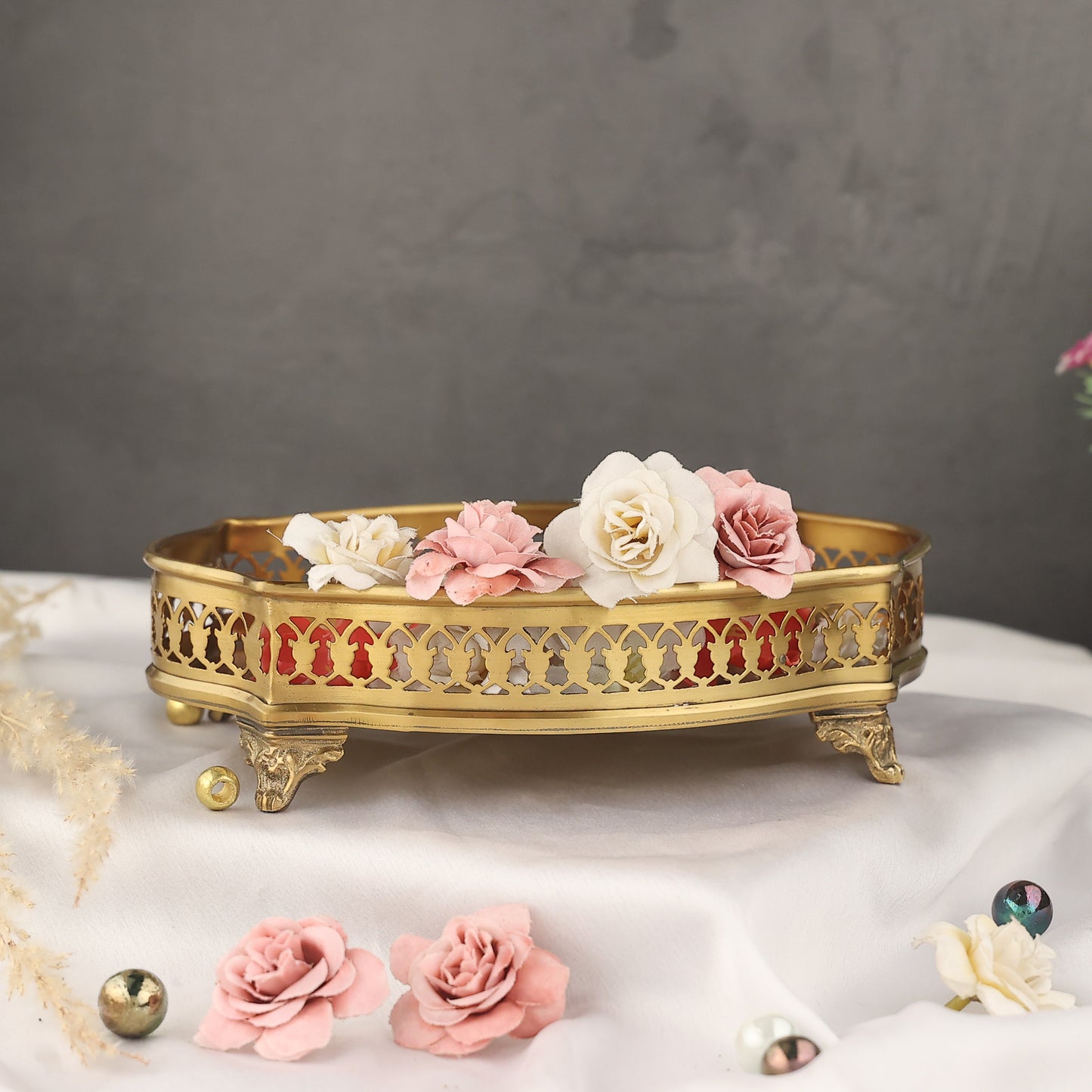 Luxury Vintage Brass Oval Serving Tray – Luxury Decorative Serving Centerpiece