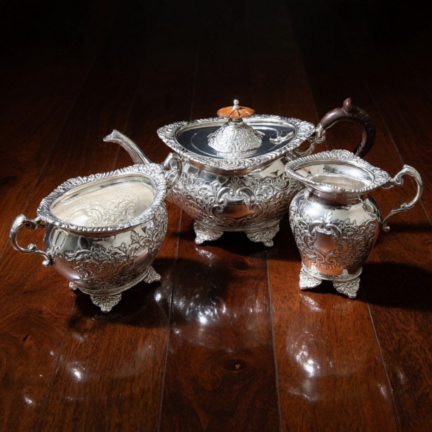 Regal Victorian Silver-Plated Tea & Coffee Set for Luxury Homes