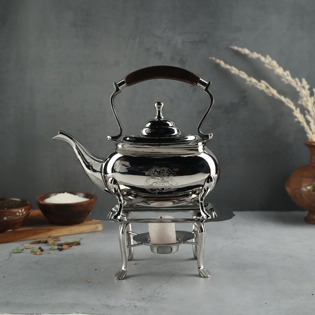 Handcrafted Brass Teapot with Burner