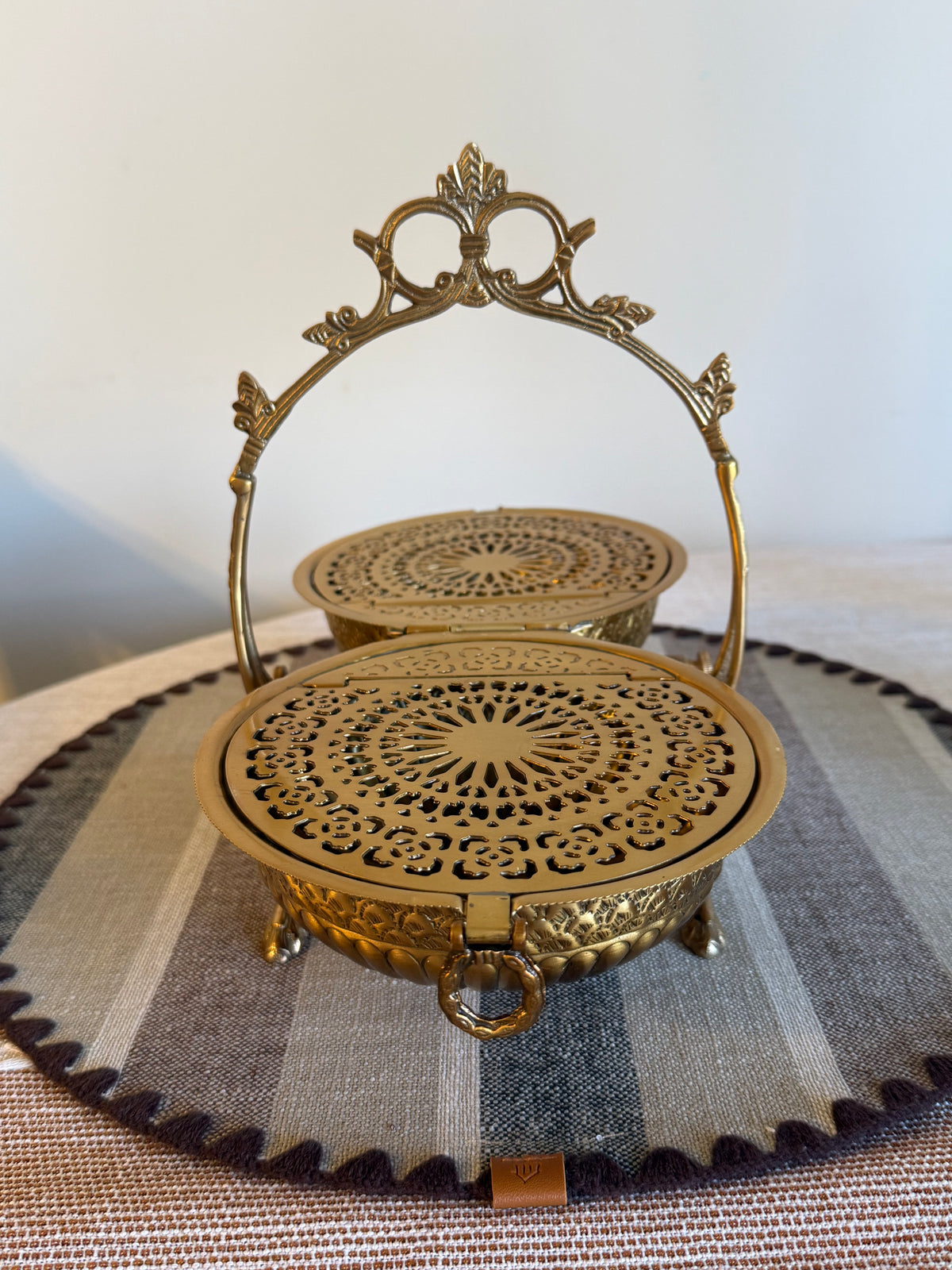 Victorian Brass Biscuit Warmer – Antique Style Table Centerpiece & Decorative Home Accent