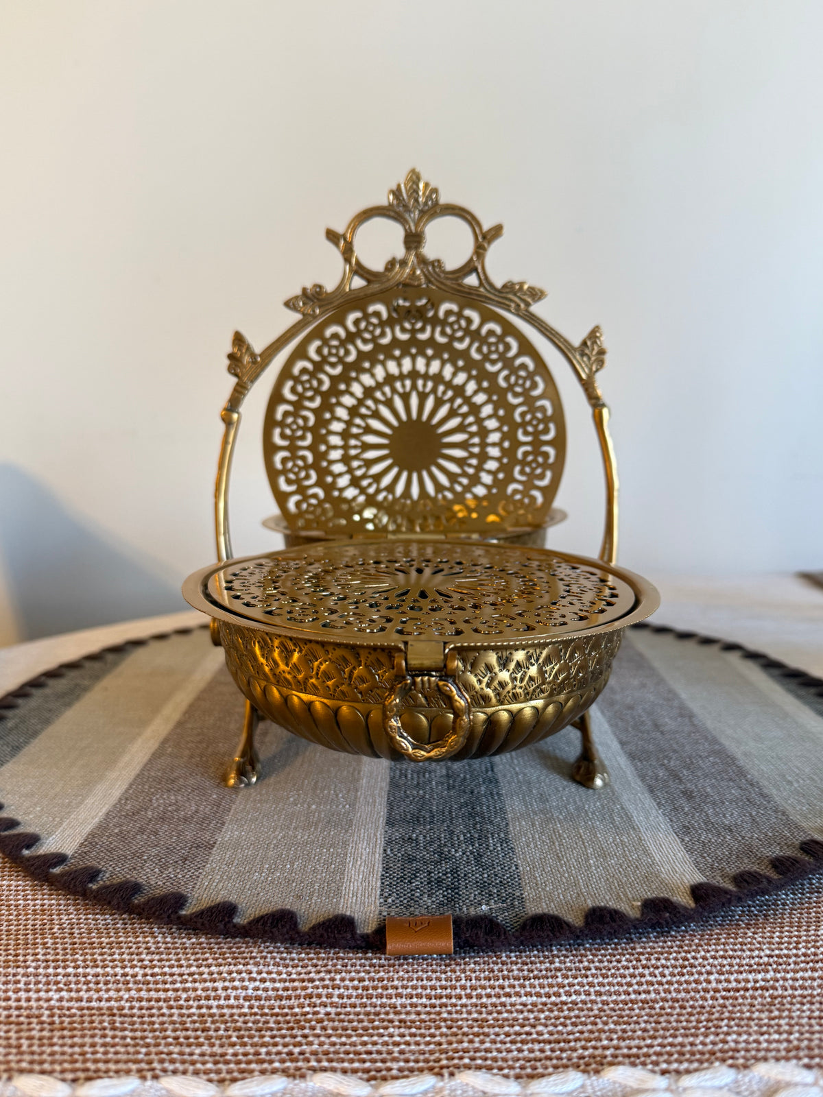 Victorian Brass Biscuit Warmer – Antique Style Table Centerpiece & Decorative Home Accent