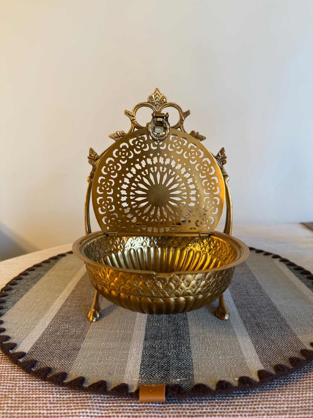 Victorian Brass Biscuit Warmer – Antique Style Table Centerpiece & Decorative Home Accent