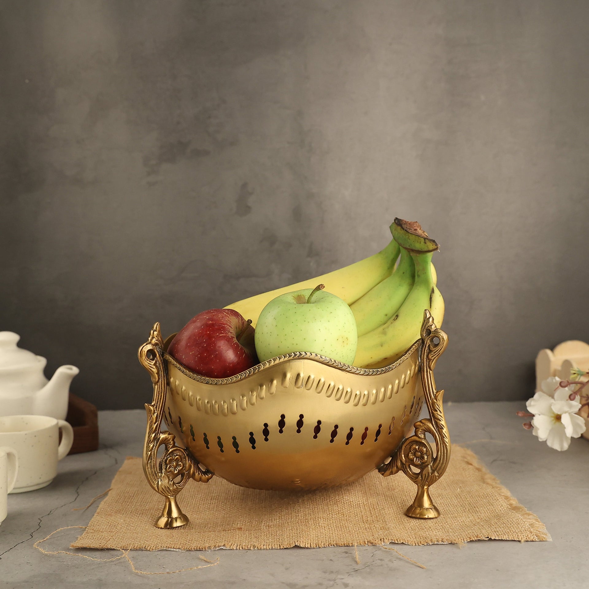 antique brass fruit bowl