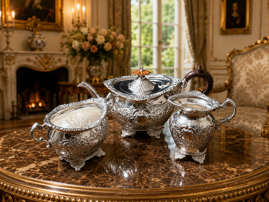Regal Victorian Silver-Plated Tea & Coffee Set for Luxury Homes
