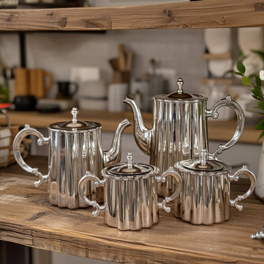 Royal English Silver Tea & Coffee Set – Victorian Inspired Silver Plated Serving Set for Luxury Home Décor & Premium Gifting